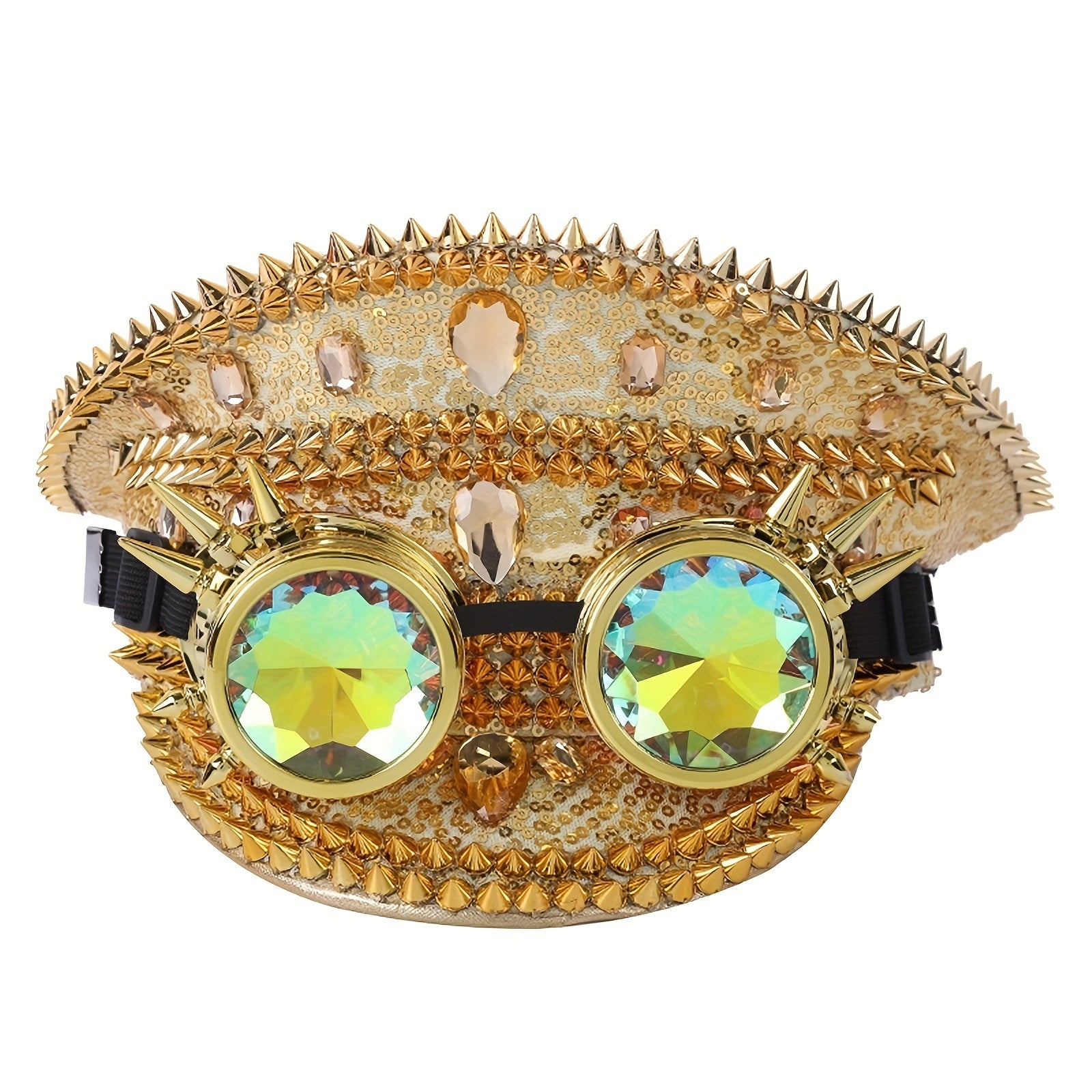 Shiny Steampunk Hat With Rivets, Goggles