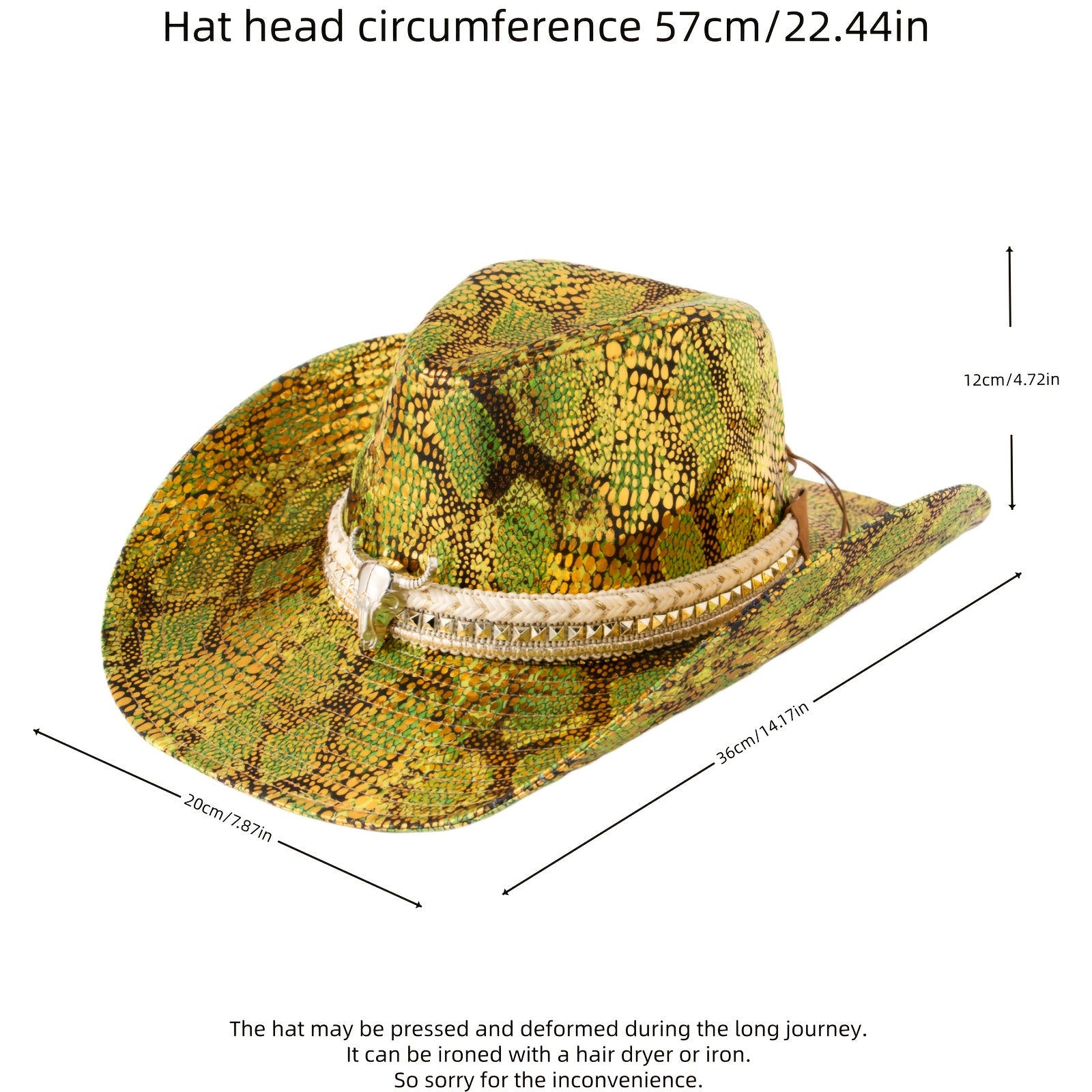 Snake Pattern Western Cowboy Hat