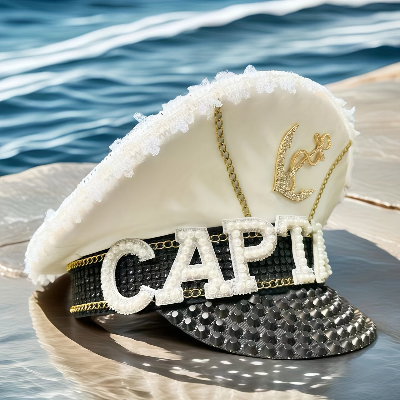 Rhinestone Military Captain Hat
