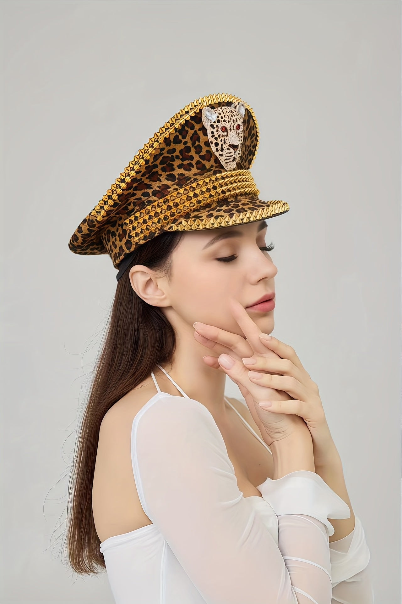 Leopard Print Captain Hat
