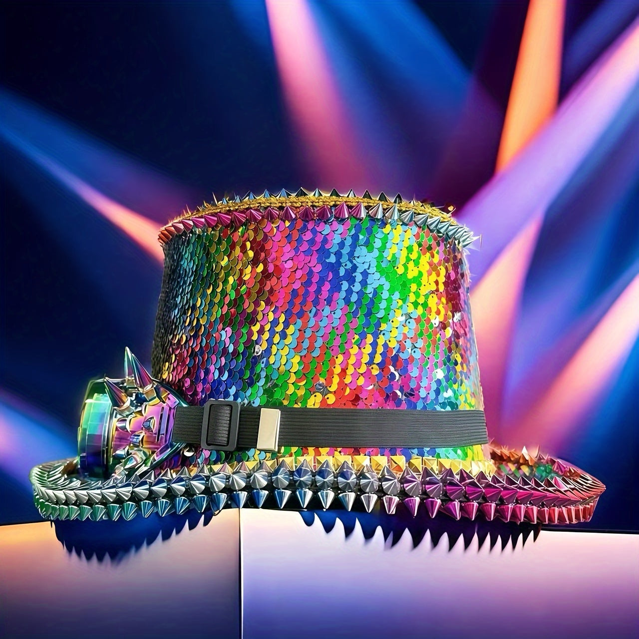 Steampunk Rainbow Top Hat with Goggles