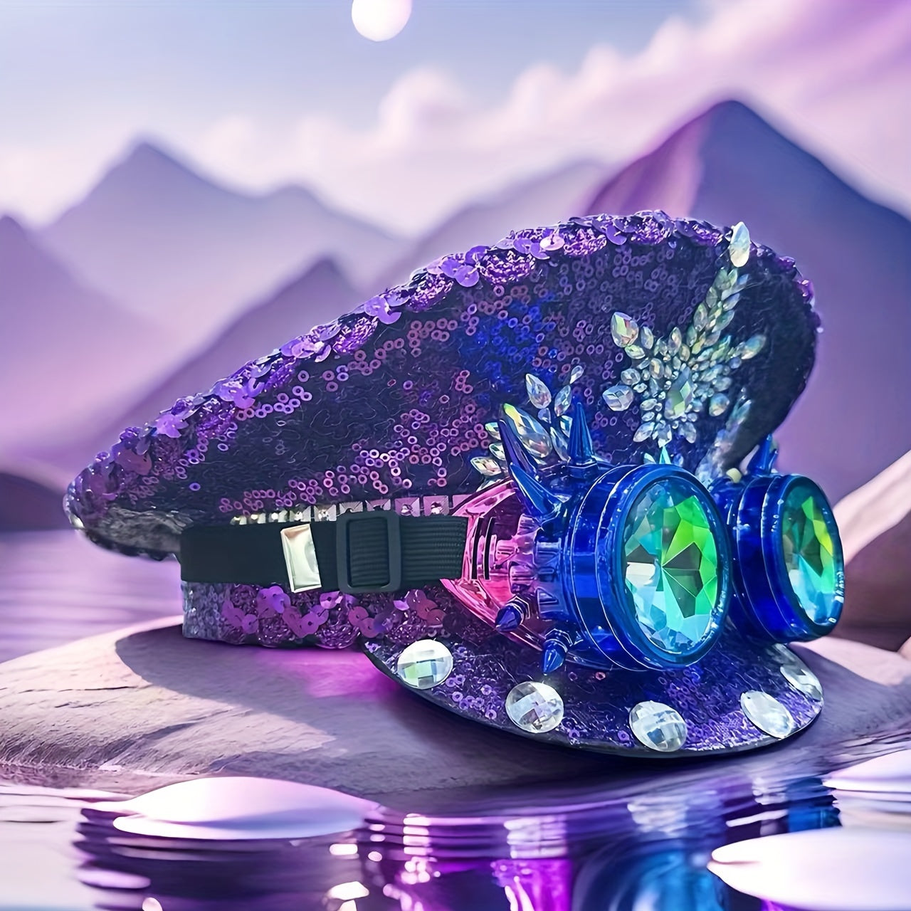 purple Steampunk Party Hat & goggles