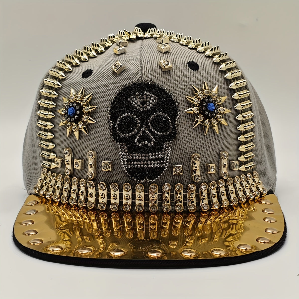 Shiny Rhinestone Skull Baseball Cap