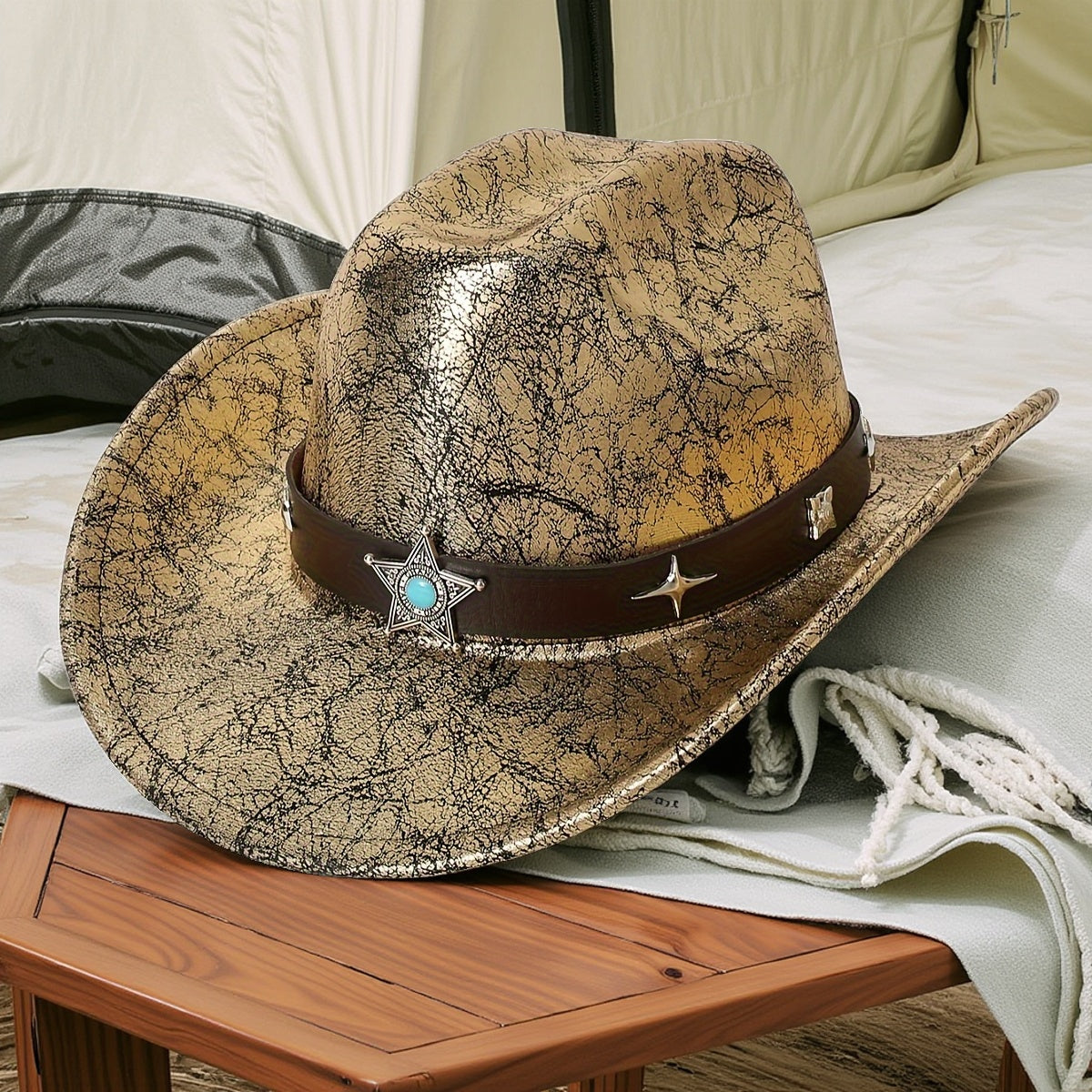 Leather Texture Retro Felt Hat Cowboy Hat