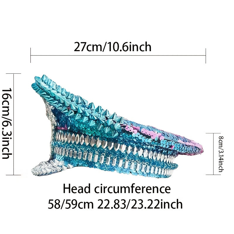 HONGLUAN Steampunk Blue Rhinestone Captain’s Hat