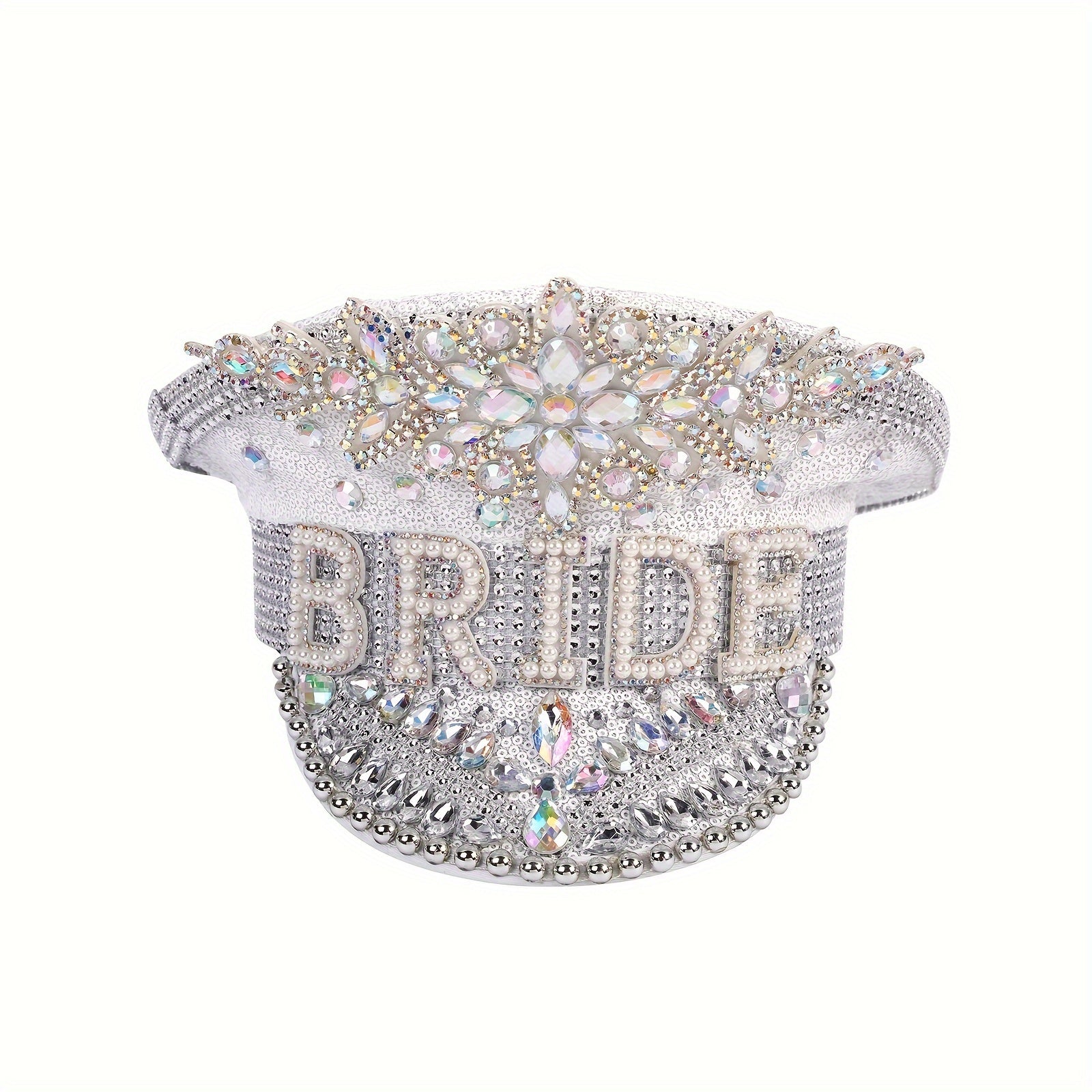 Elegant White Sparkling Bride's  Hat