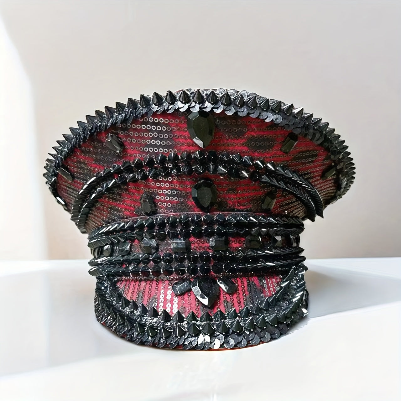 Sparkling Rhinestone Steampunk Captain Hat